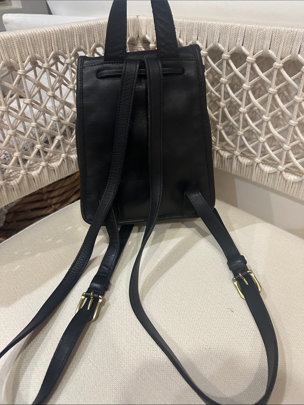 Vintage in great Condition Black Leather COACH Backpack Purse - Picture 2 of 5
